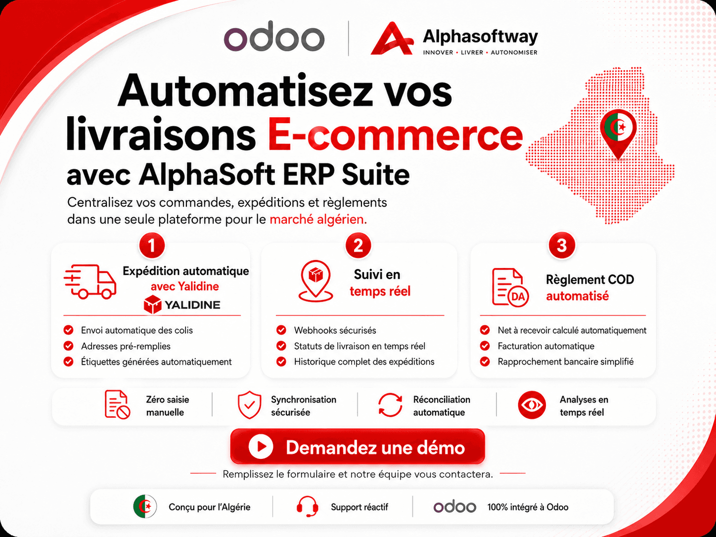AlphaSoft ERP Suite connectant les ventes e-commerce à la livraison Yalidine