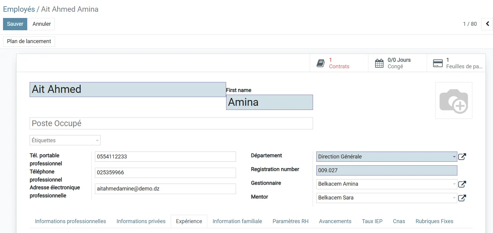 Odoo Paie Algérie - Gestion du personnel et des contrats